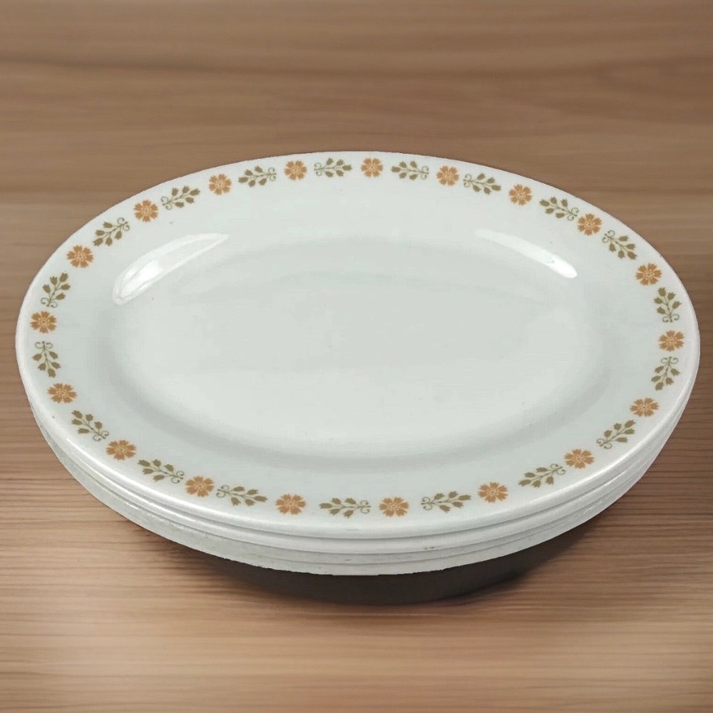 Shenango China USA Oval Platters Set of 4 Orange Green Floral Restaurant Ware